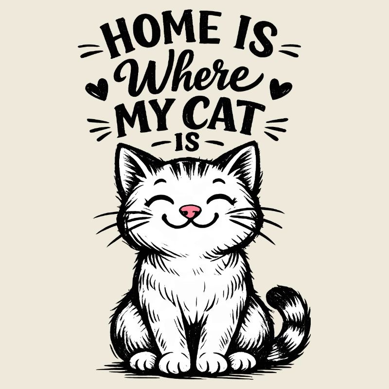 Chez moi, c’est là où est mon chat – motif de chat mignon