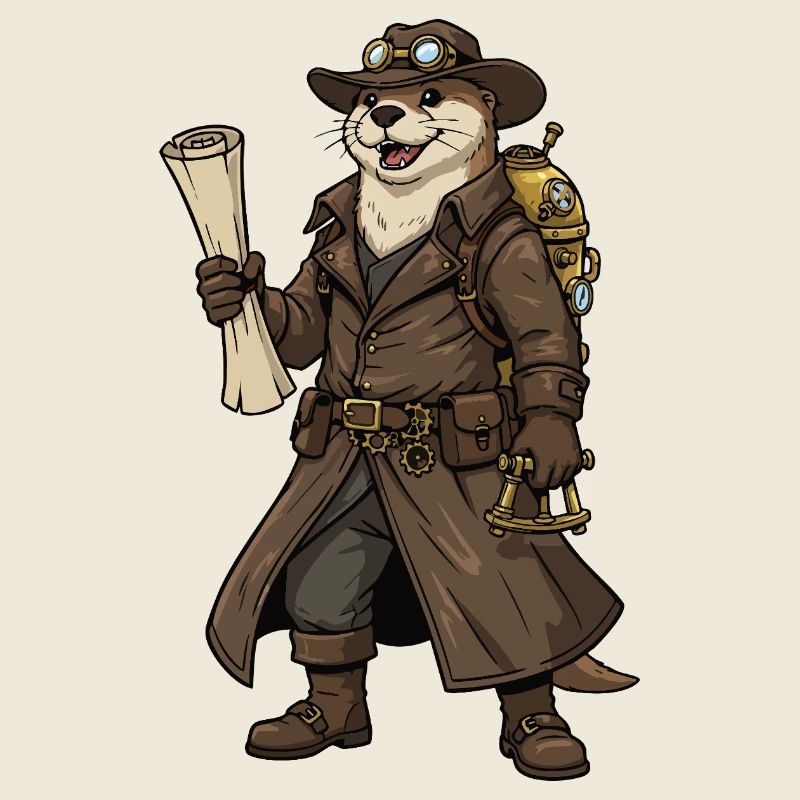 Otter Explorer Steampunk Retro Cartographer