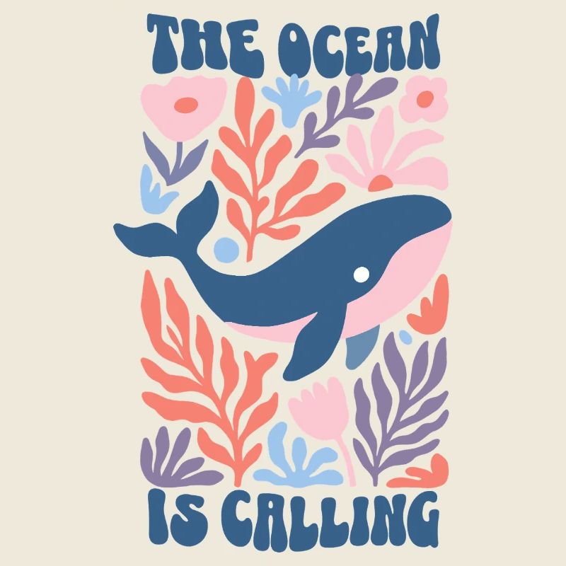 The Ocean Is Calling - Retro Wal Boho Blumen