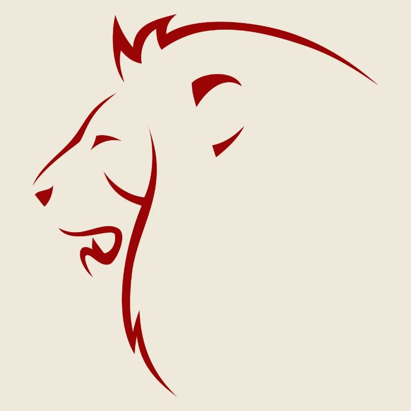 Löwenkopf siluette rot