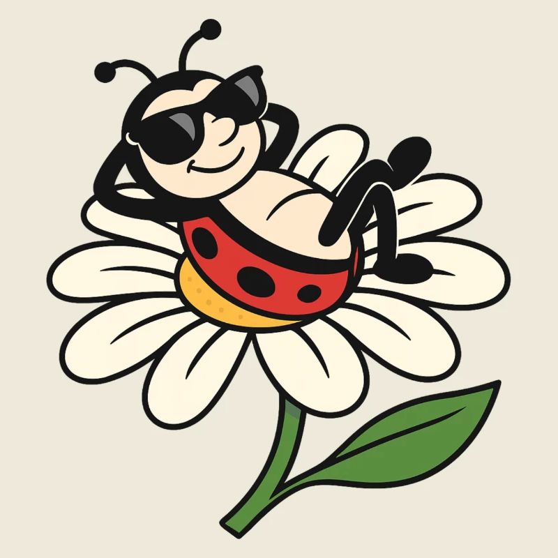 Cooler Marienkäfer auf Daisy