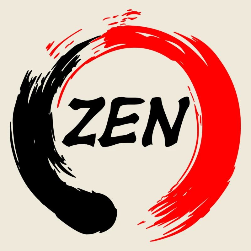 Zen geschrieben in enso zen Kreis rot und schwarz