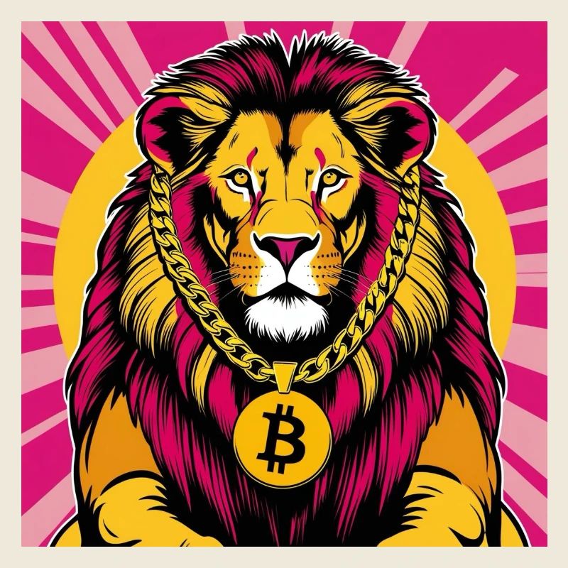 Krypto-Löwe Neon Pop Kunst