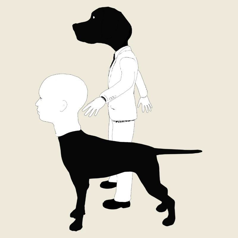 Anthropomorpher Hund im schwarzen Anzug