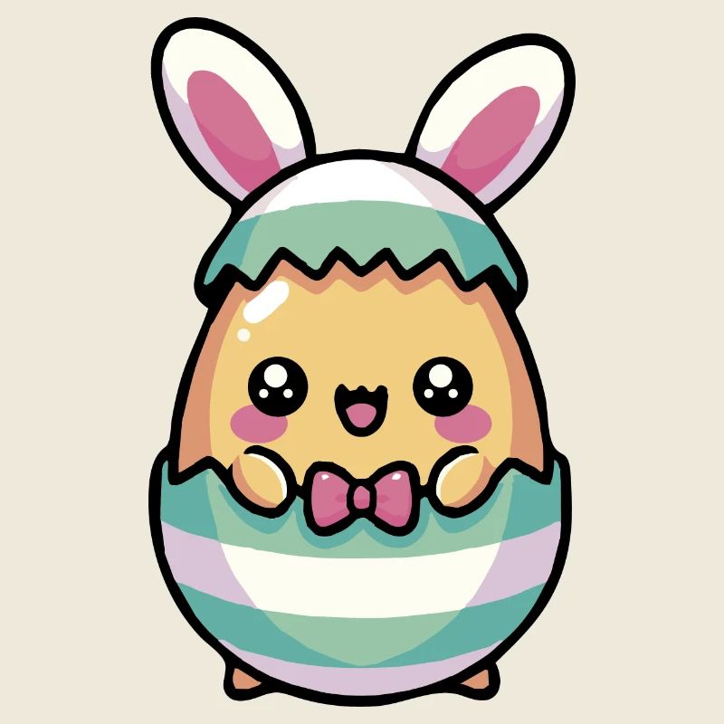 Lapin de Pâques Chibi mignon dans un œuf