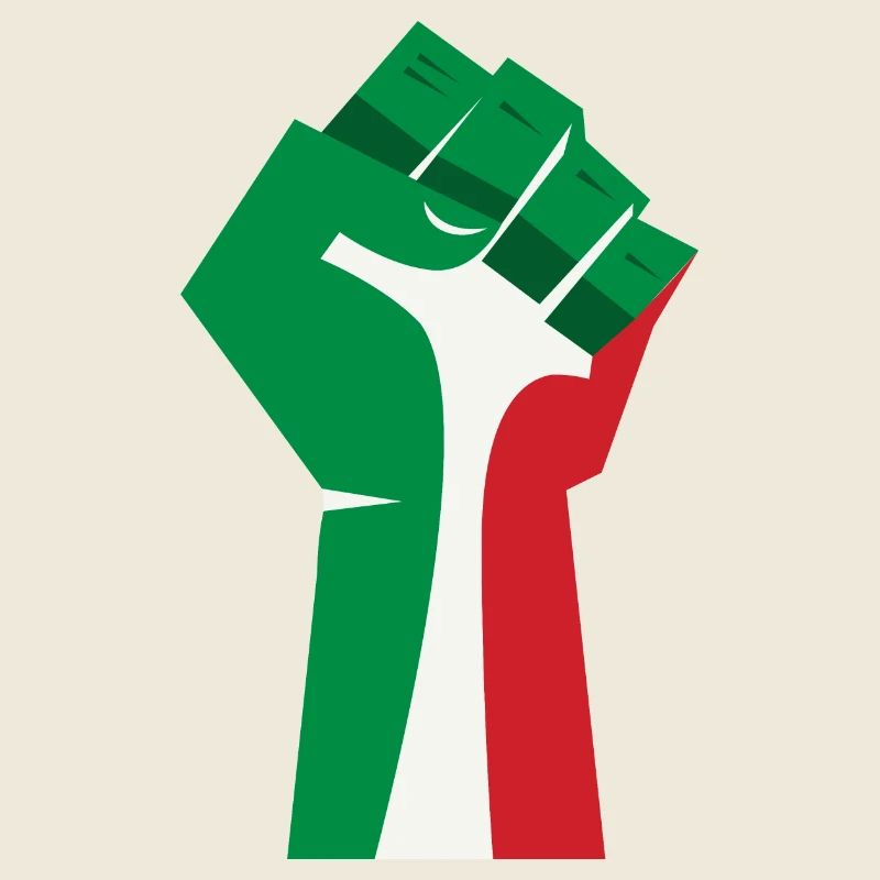 Le poing levé (vert, blanc, rouge)