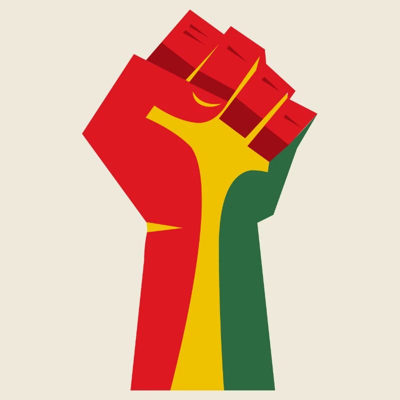 Le poing levé (rouge, jaune, vert)