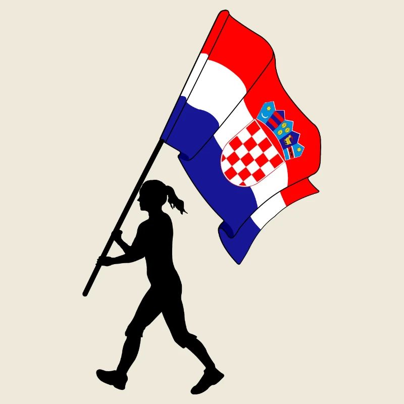 Drapeau Croatie femme marchant