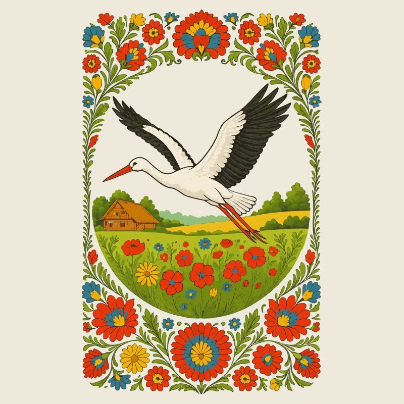 Polnischer Volksstorch Blumenkunstwerk