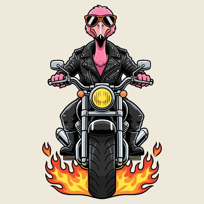 Cool Biker Flamingo Motorradflammen