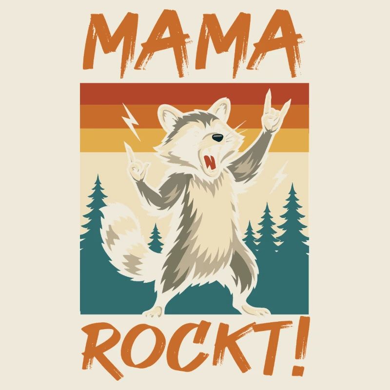 Waschbär Mutter Coole Rocker Mama
