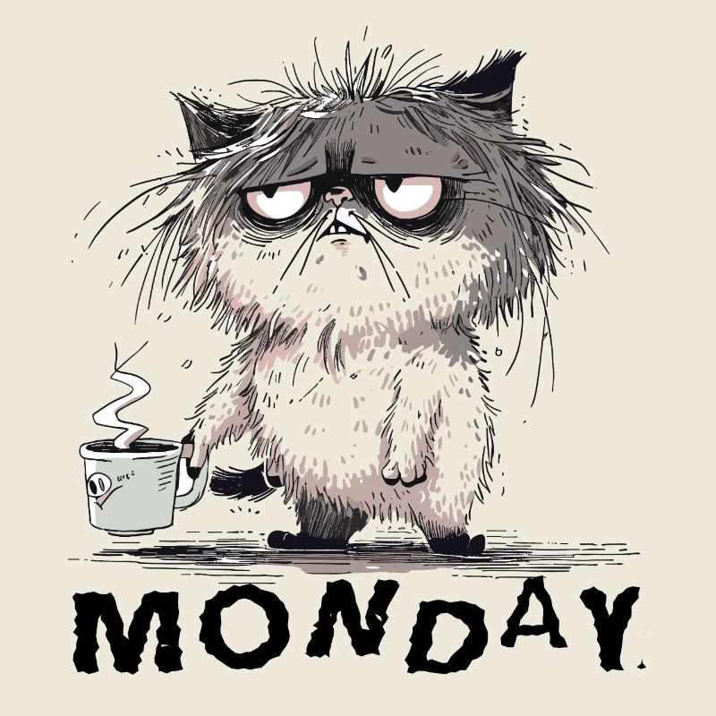 Chat grincheux avec du café