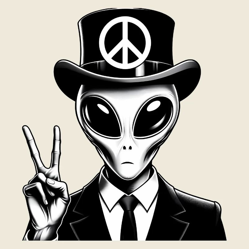 Alien mit Peace-Zeichen