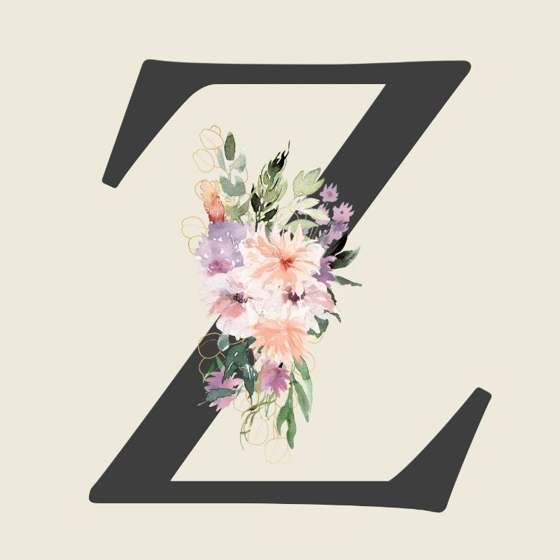 Buchstabe Z, Monogramm, Blumen