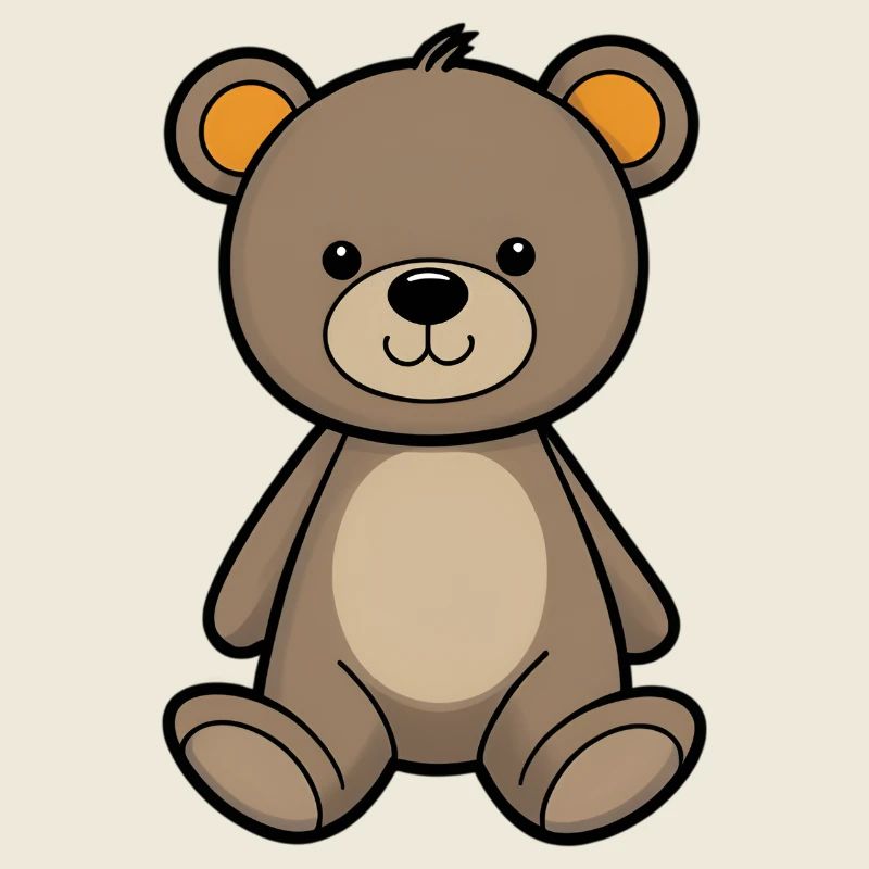 Cuddly Bear Illustration Velvet Brown