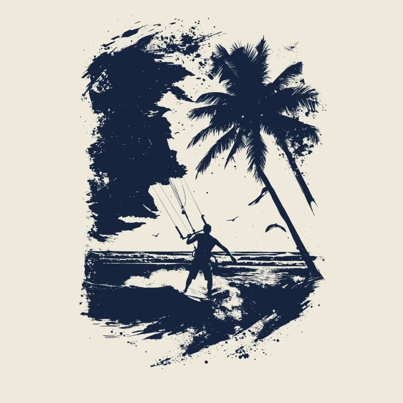 Kiteboarder in blauem Print
