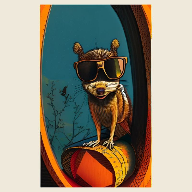 Cooles Comic-Porträt einer wilden roten Eichhörnchen-Nuss