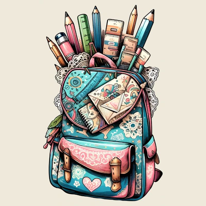 Cartable coloré avec de jolis détails