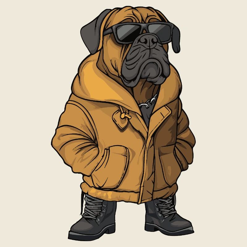 Bulldog Dog Cool Winter