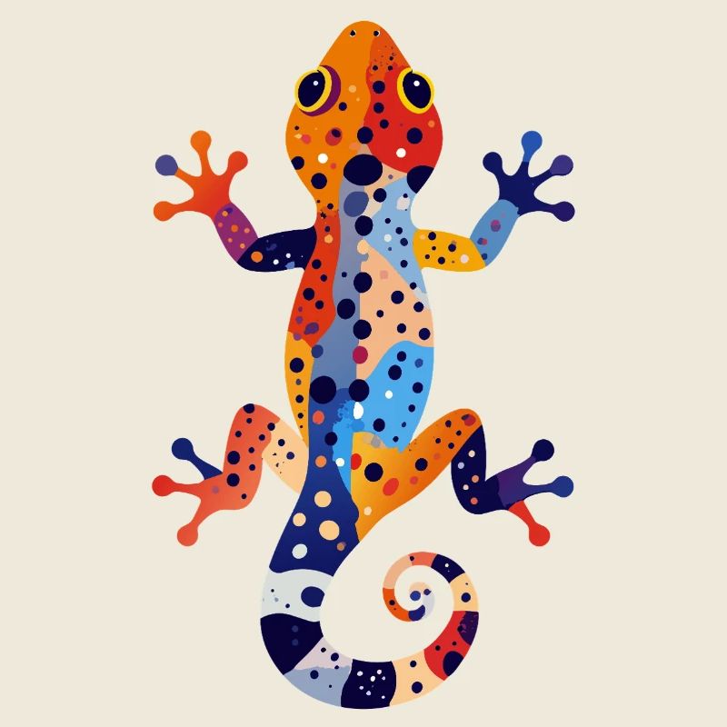 Colorful Gecko Lizard Color Explosion Summer Motif