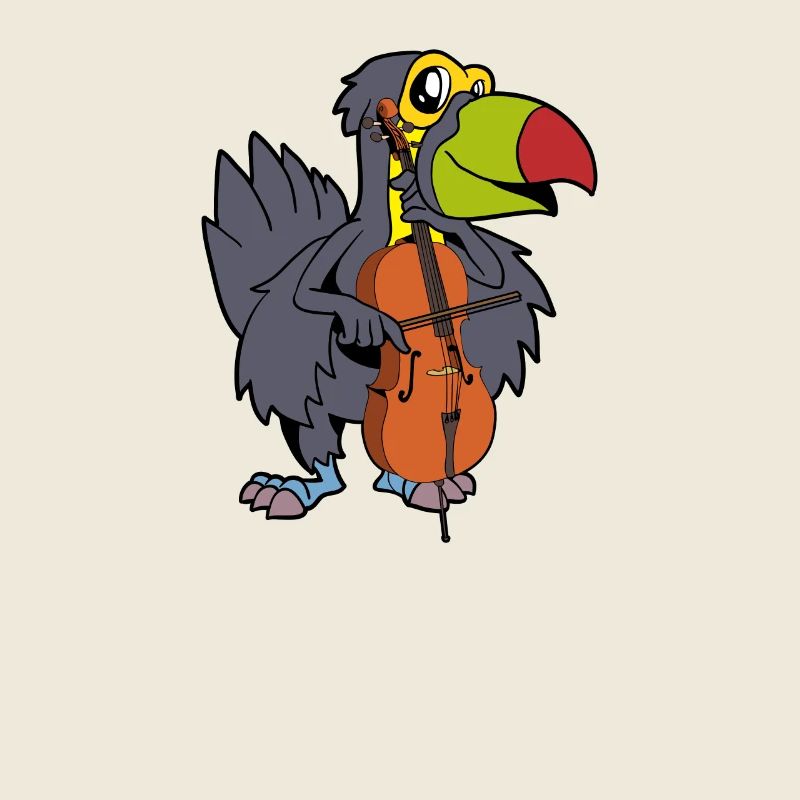 Comic Tukan joue du violoncelle