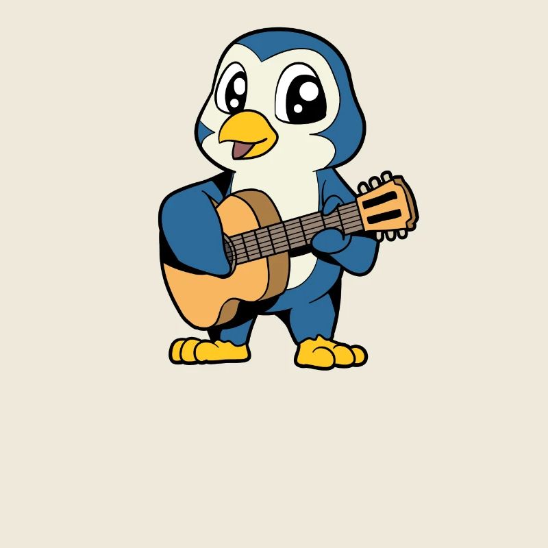 Comic Pinguin spielt Gitarre