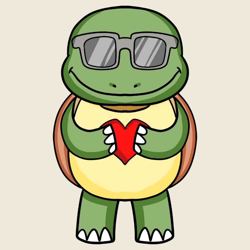 Schildkröte mit Sonnenbrille und Herz