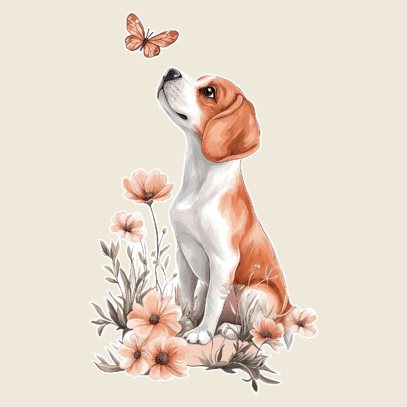 Beagle und Schmetterling