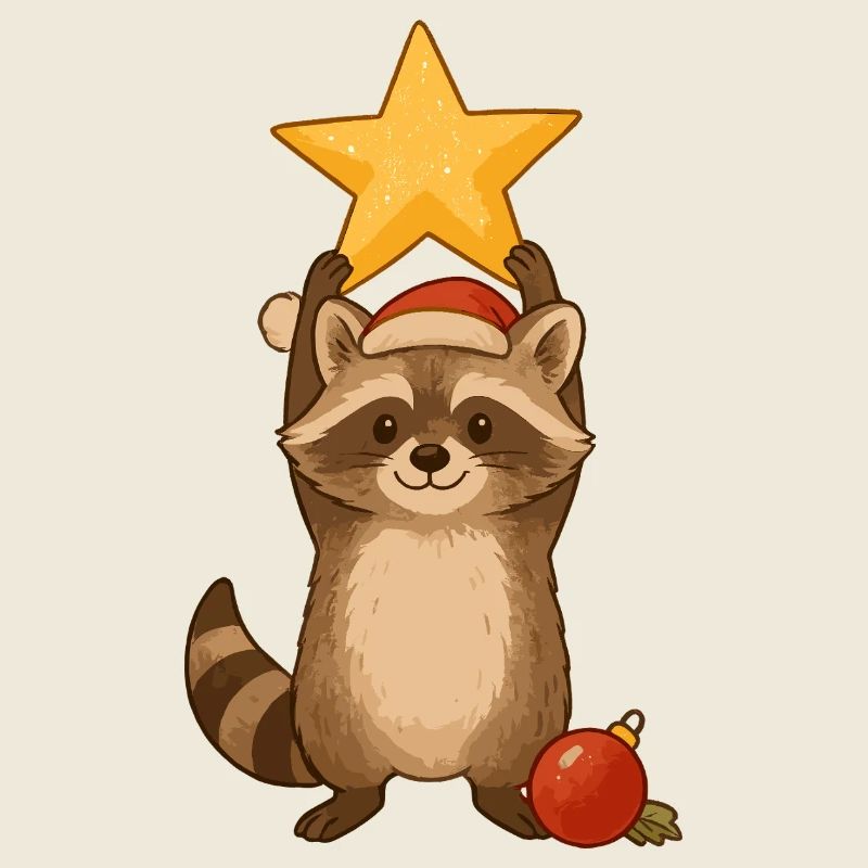 Weihnachts Waschbär mit Stern