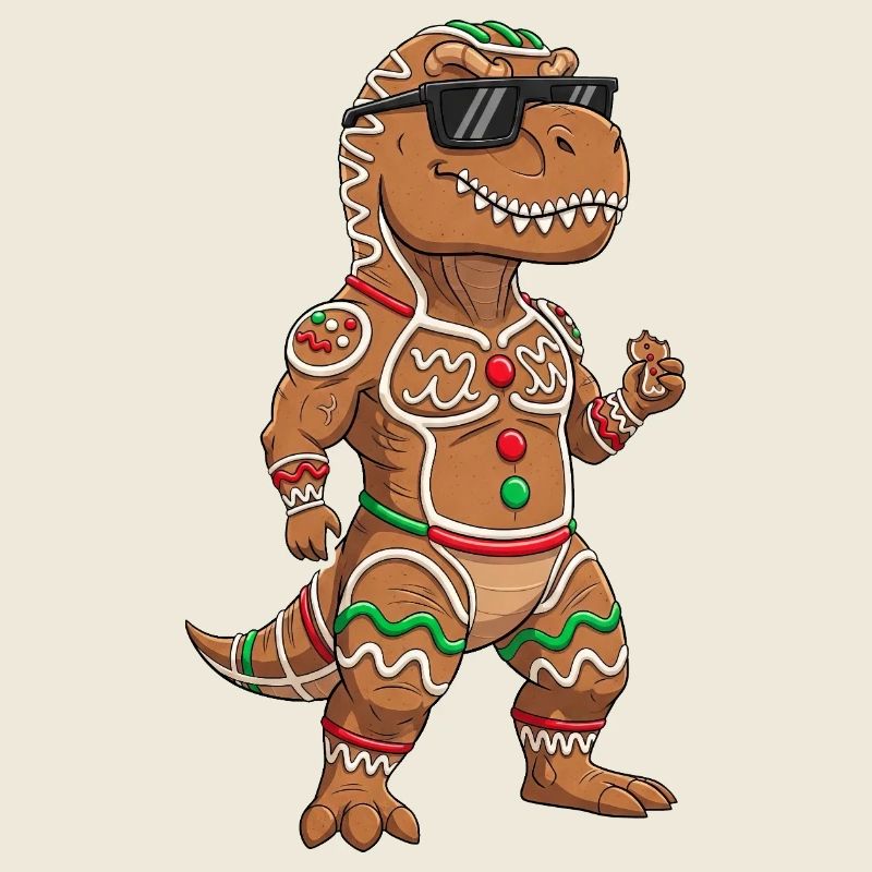 Funny Dino Christmas Gingerbread Man