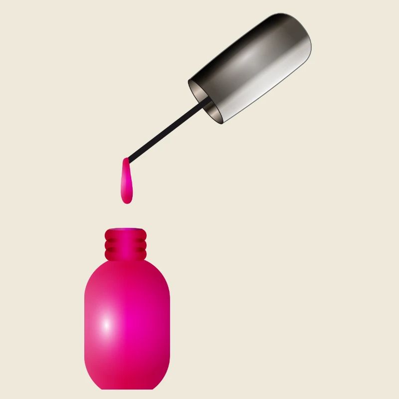 Pink nail polish with drops