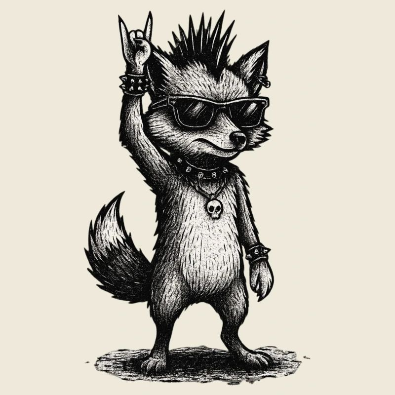 Rock Punk Fox with Sunglasses and Studs