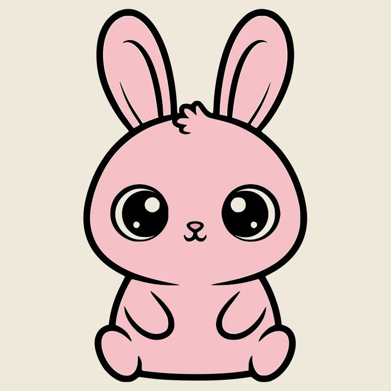 Kawaii Bunny Grands Yeux Roses Mignons