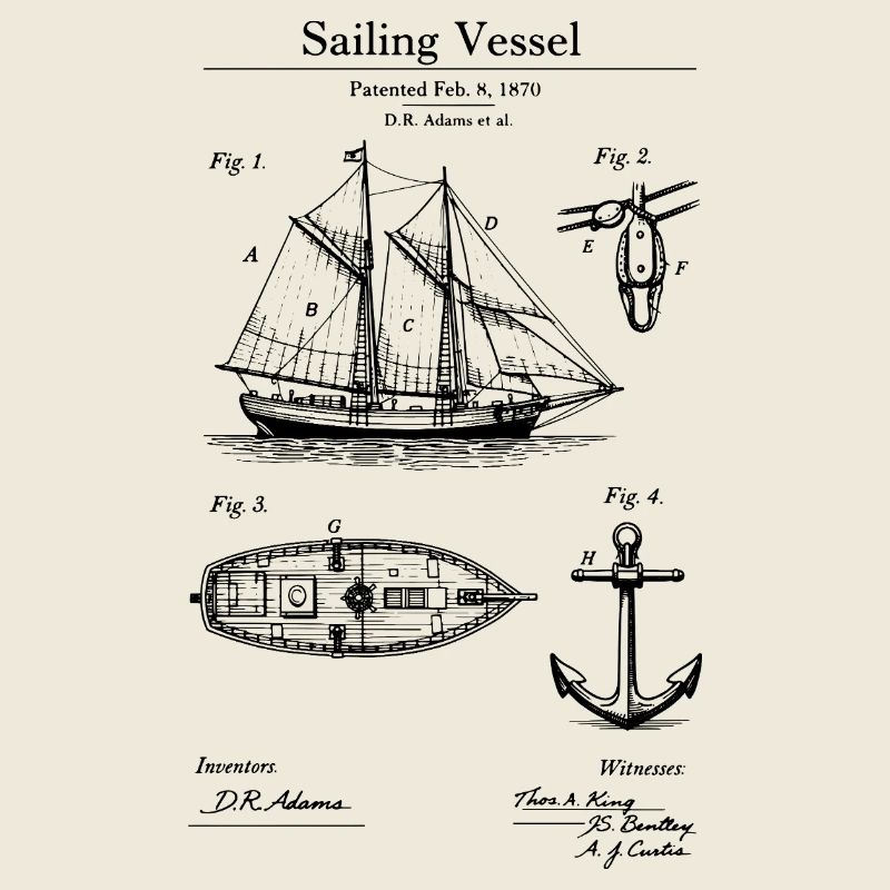 Klassisches Segelschiff-Bauplan
