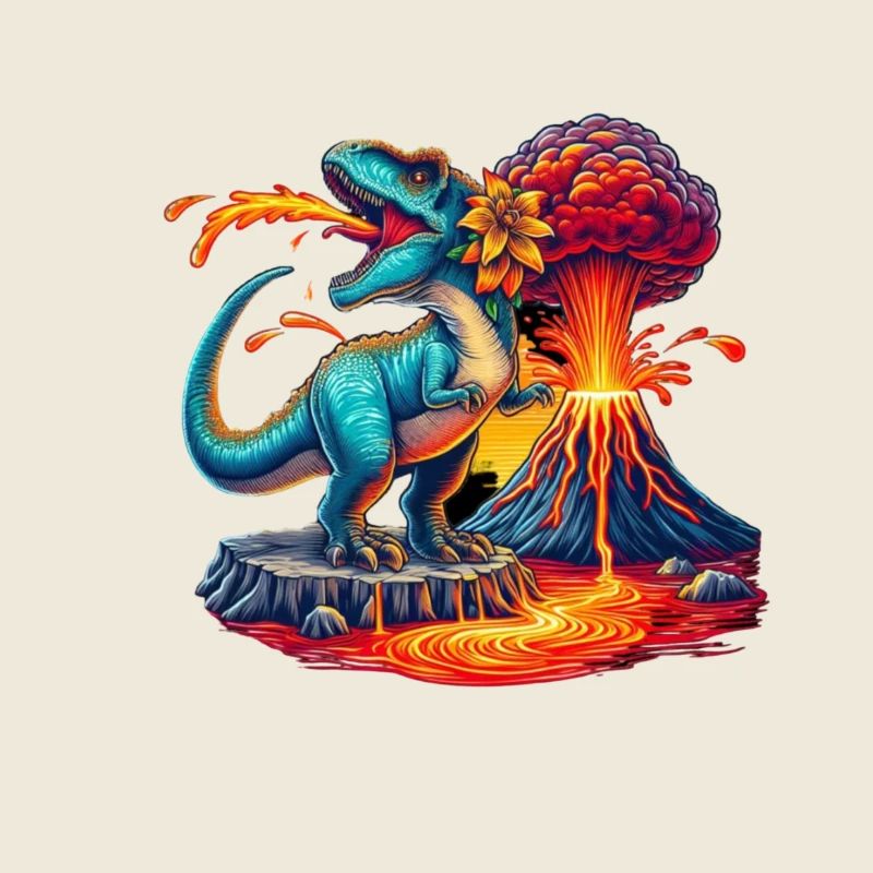 Dino Vulkaneruption mit Blume