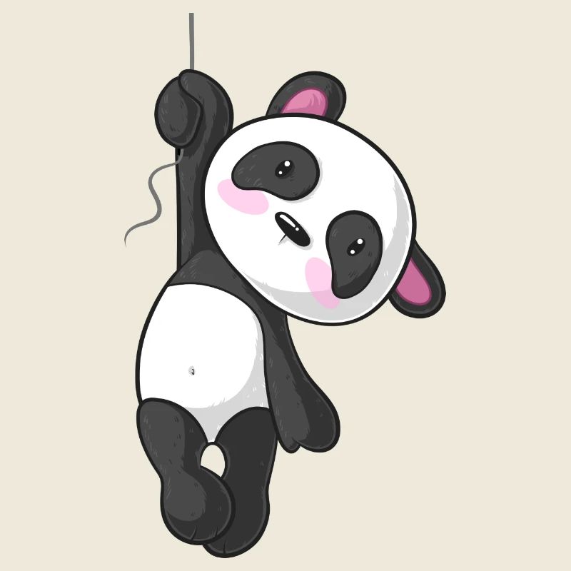Hängender Comic Panda