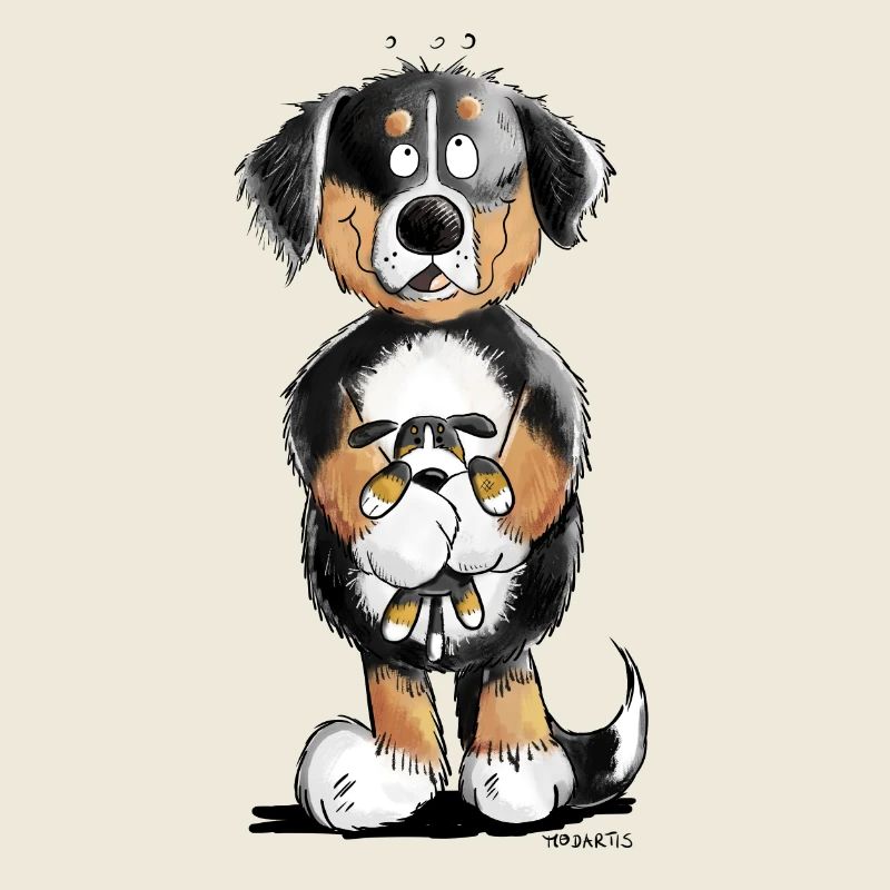 Berner Sennenhund mit Spielzeug I Comic Hund
