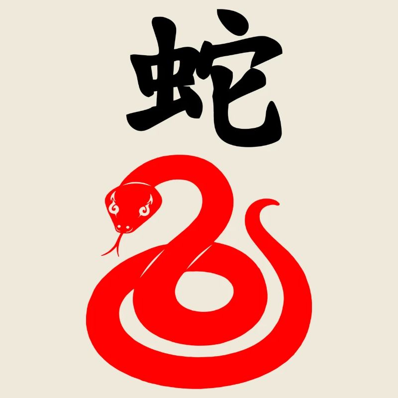 Écriture chinoise avec serpent rouge
