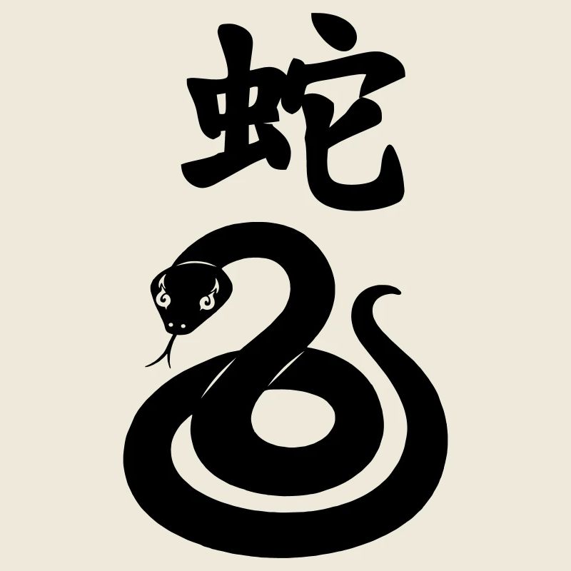Chinese character snake with snake image