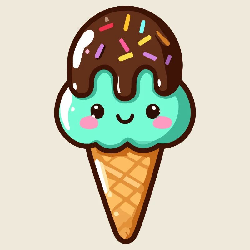 Cute Pistachio Chocolate Ice Cream