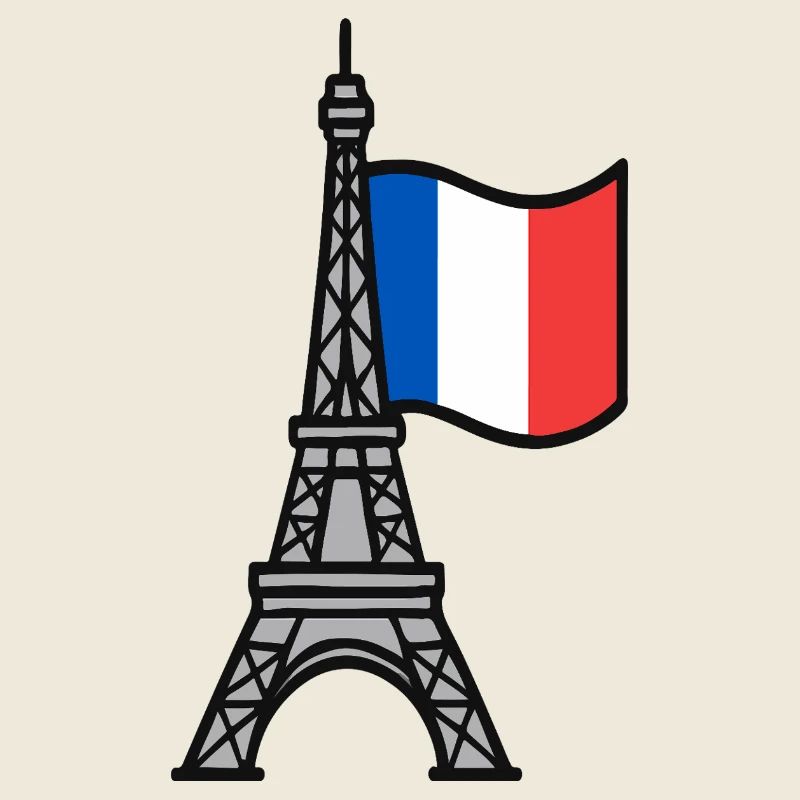 Tour Eiffel avec drapeau français