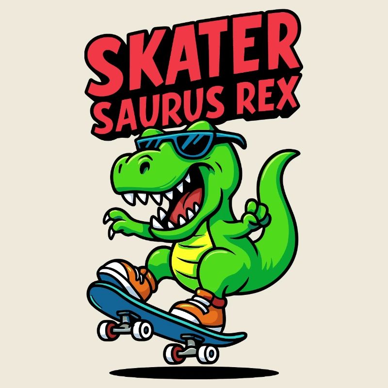 patineur dinosaure style dessin animé