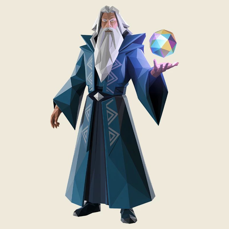 Wise Wizard - Cooles Low-Poly-Logo