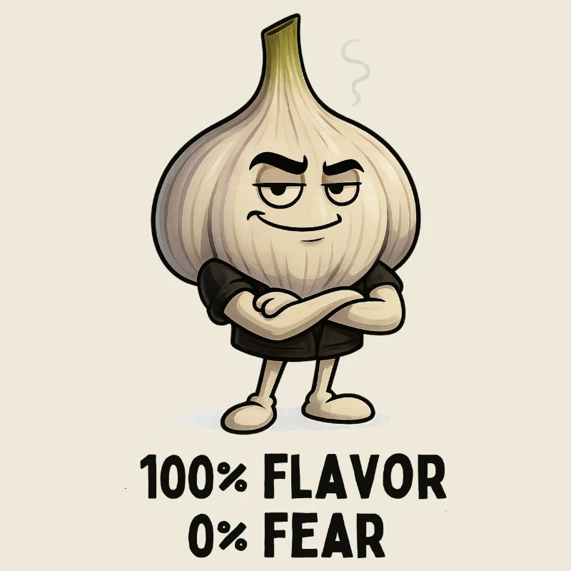 Knoblauch Attitüde: 100% Geschmack Karikatur 