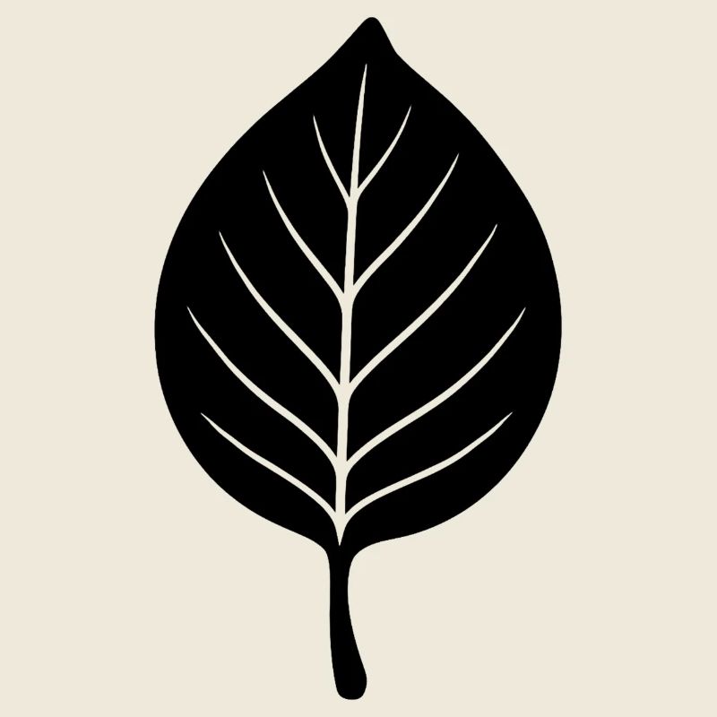 Schwarze Blattsilhouette Minimal