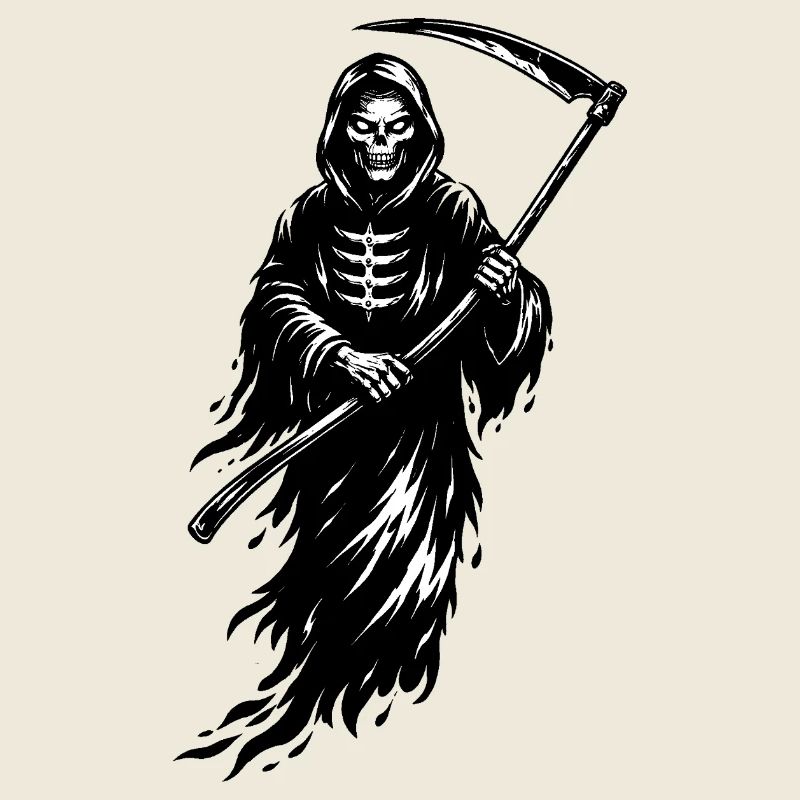 Düsterer Sensenmann Skull im Dark Style 