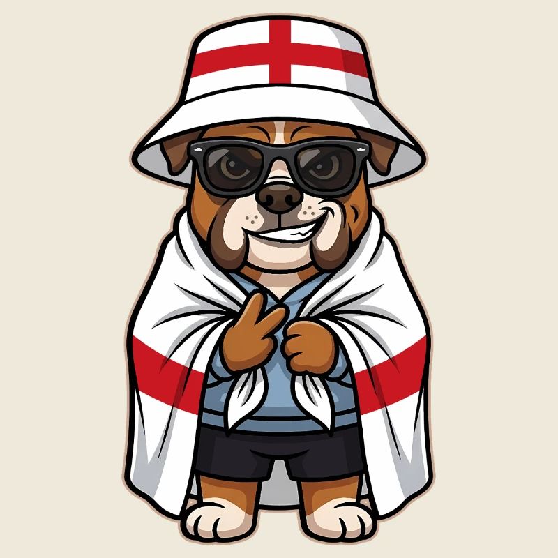 Bouledogue de chien animé anglais cool et stylé