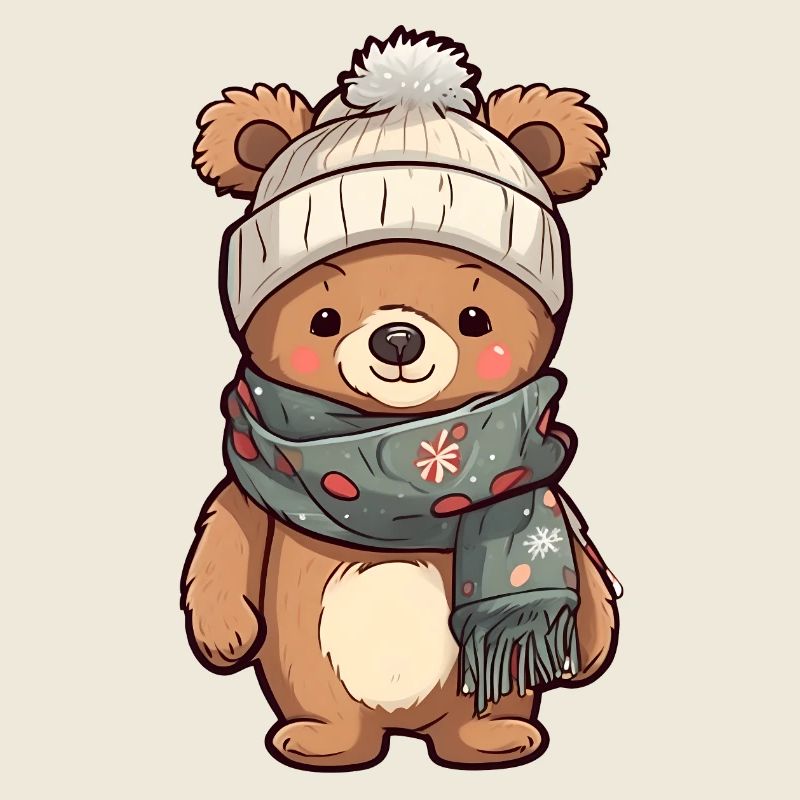 Ours mignon dans un look d’hiver festif !