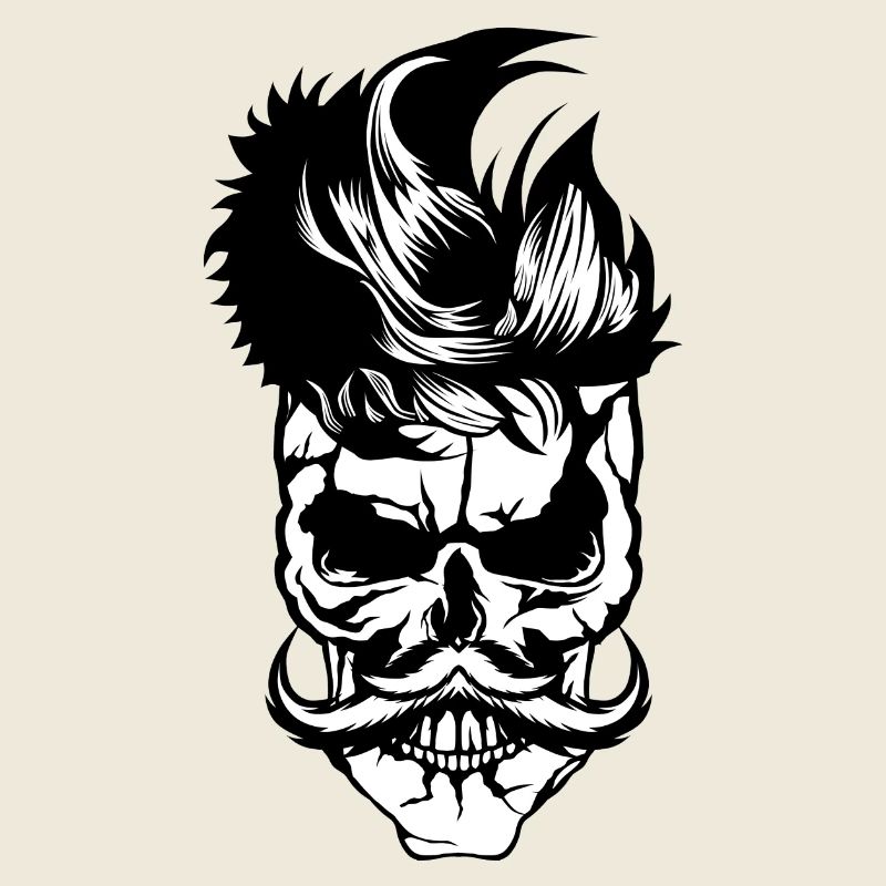 Kopf des Todes Hipster Schädel Kran Schnurrbart Schnurrbart