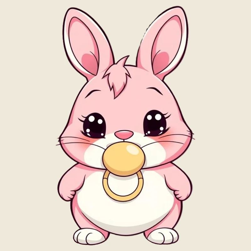 Lapin de Pâques Lapin Kawaii avec sucette